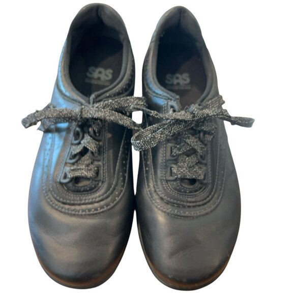 SAS Walk Easy Black Leather Lace Up Casual Loafer Oxford Shoes Womens Sz 7.5 WW - Picture 8 of 15